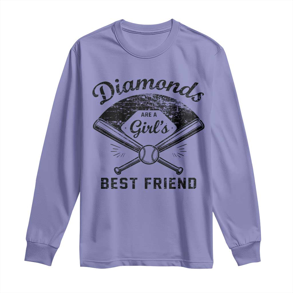 Softball Mom Gift Long Sleeve Shirt Diamonds Are A Girls Best Friend TS10 Violet Print Your Wear