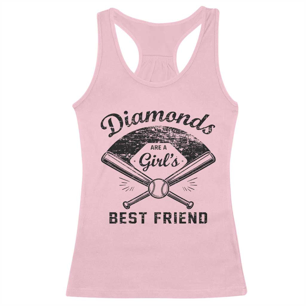 Softball Mom Gift Racerback Tank Top Diamonds Are A Girls Best Friend TS10 Light Pink Print Your Wear