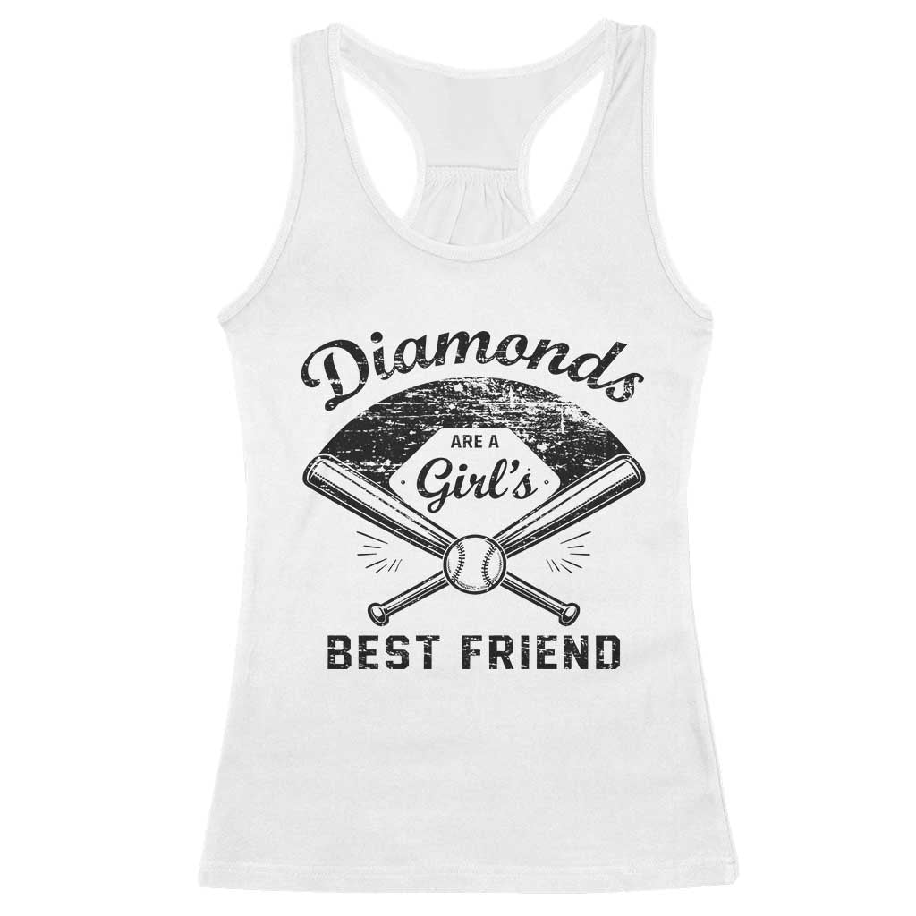 Softball Mom Gift Racerback Tank Top Diamonds Are A Girls Best Friend TS10 White Print Your Wear