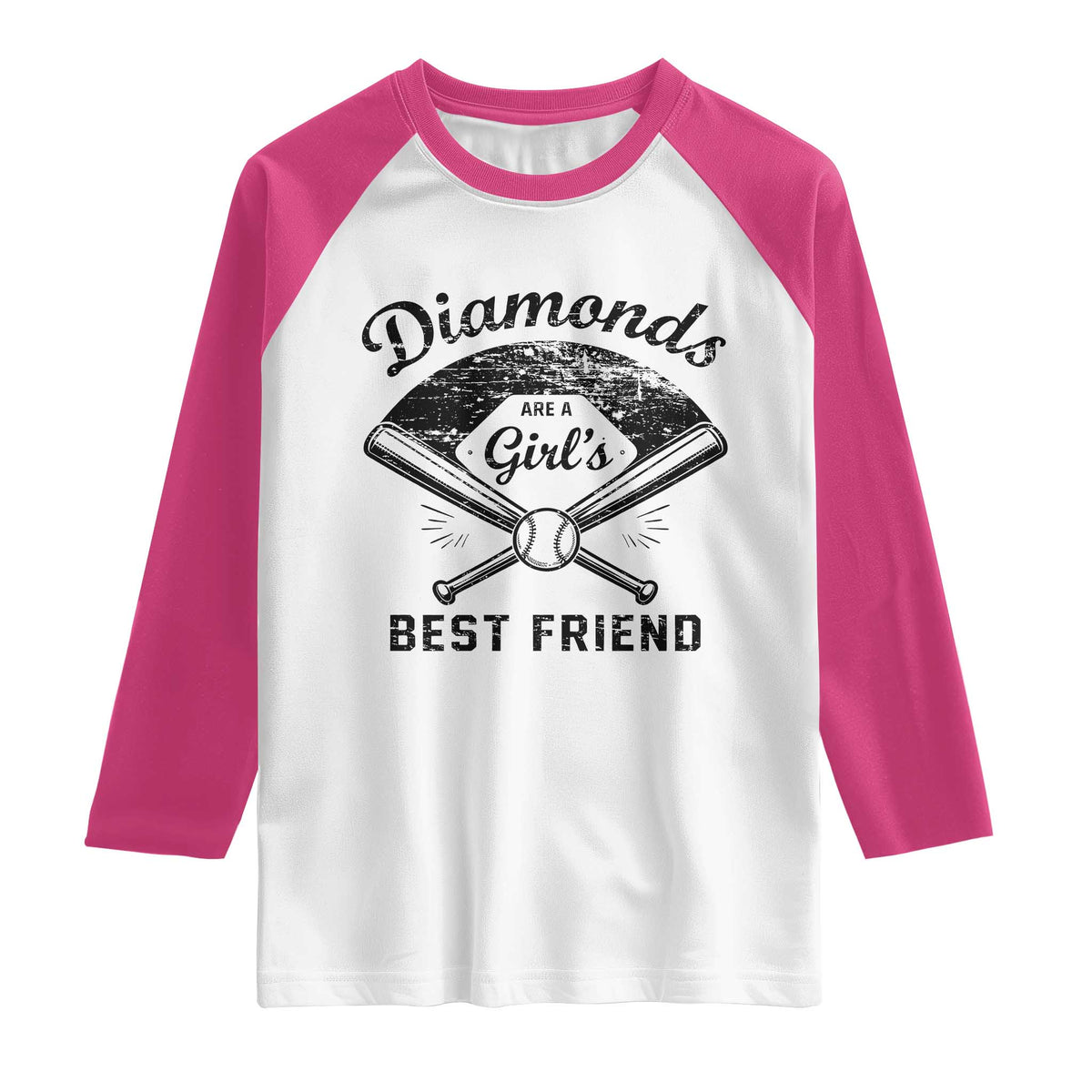 Softball Mom Gift Raglan Shirt Diamonds Are A Girls Best Friend TS10 White Heliconia Print Your Wear