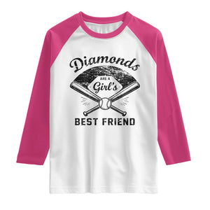 Softball Mom Gift Raglan Shirt Diamonds Are A Girls Best Friend TS10 White Heliconia Print Your Wear