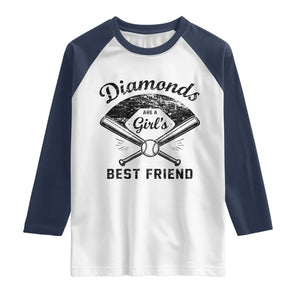 Softball Mom Gift Raglan Shirt Diamonds Are A Girls Best Friend TS10 White Navy Print Your Wear