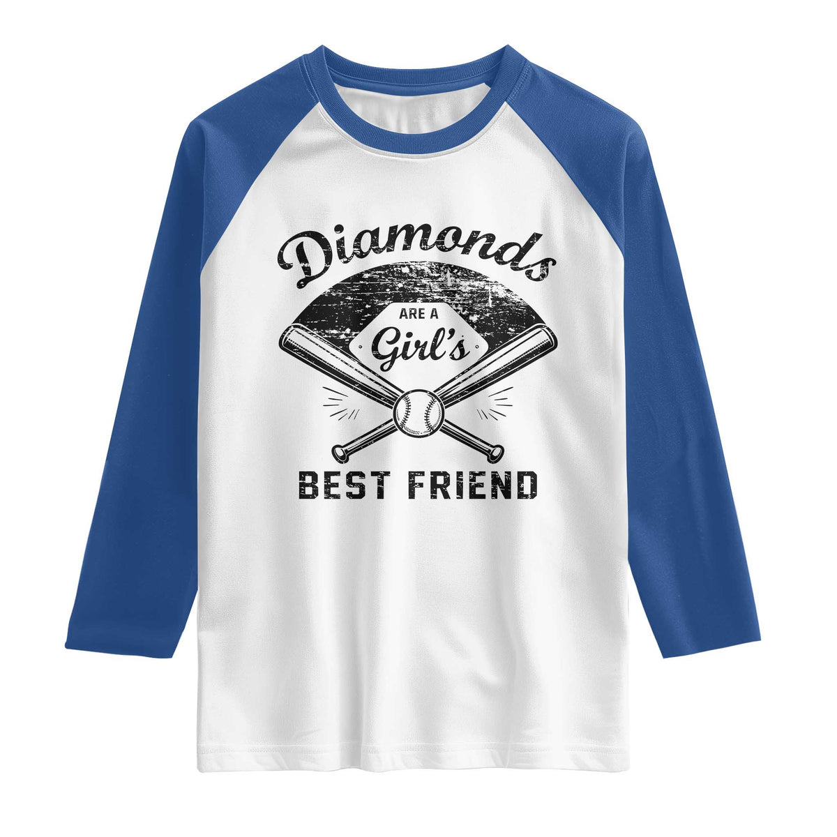 Softball Mom Gift Raglan Shirt Diamonds Are A Girls Best Friend TS10 White Royal Print Your Wear