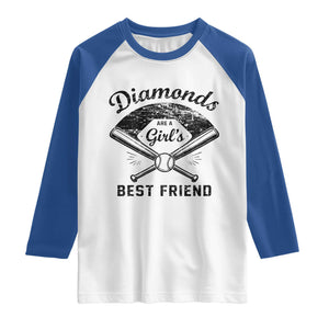 Softball Mom Gift Raglan Shirt Diamonds Are A Girls Best Friend TS10 White Royal Print Your Wear