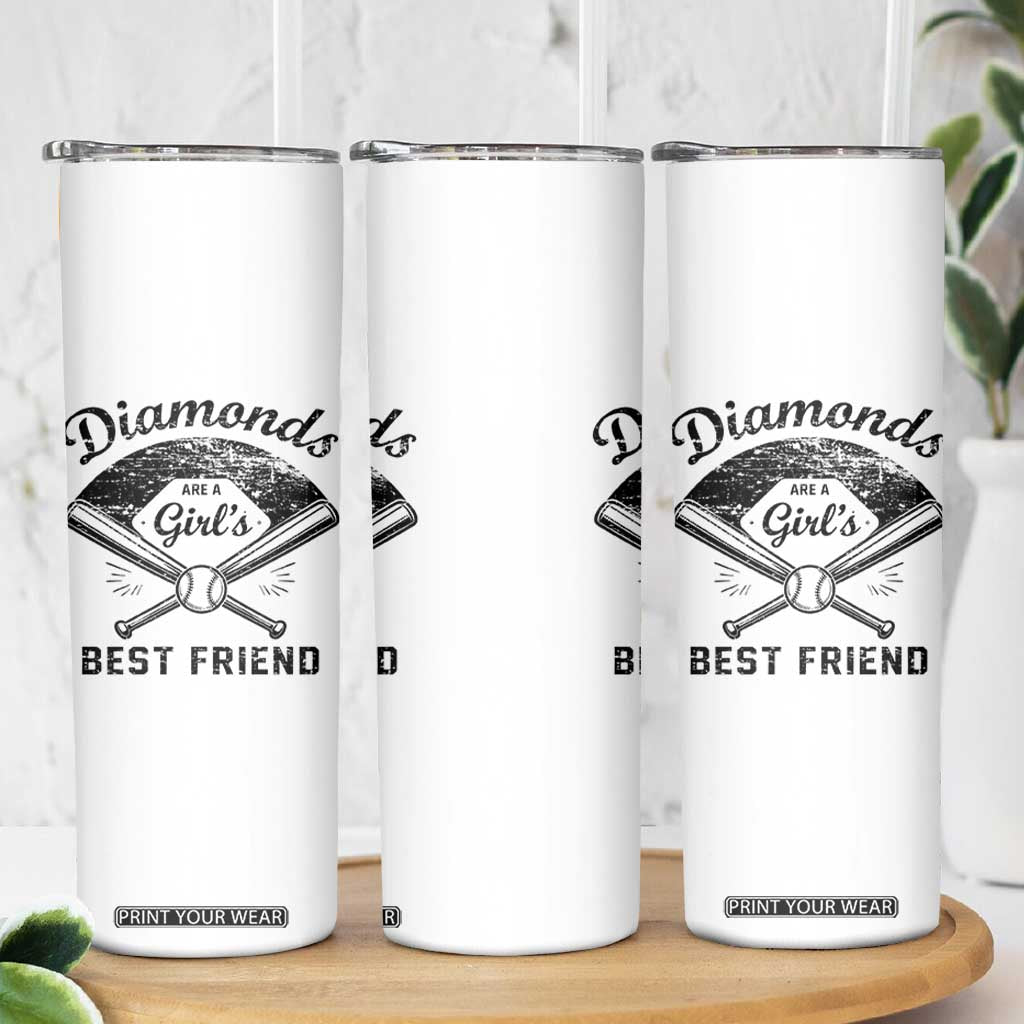 Softball Mom Gift Skinny Tumbler Diamonds Are A Girls Best Friend TS10 Print Your Wear