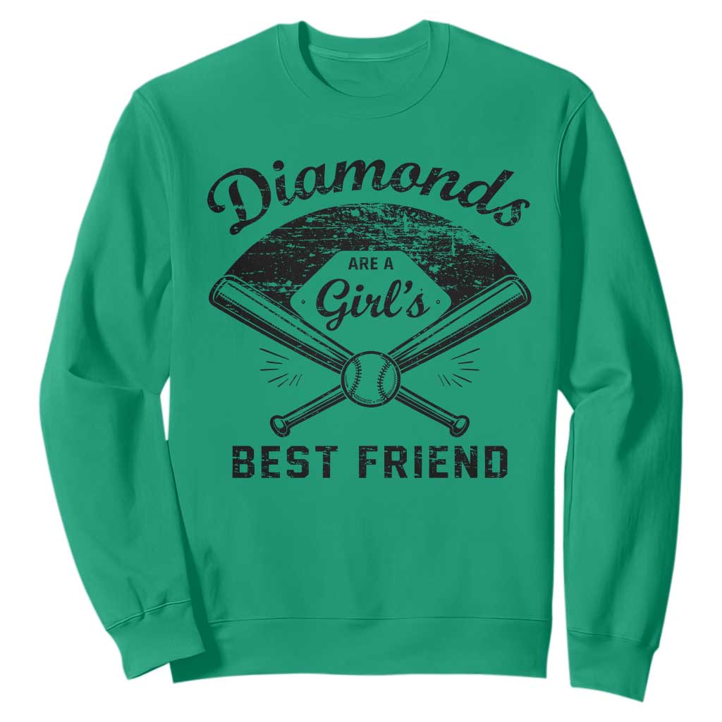 Softball Mom Gift Sweatshirt Diamonds Are A Girls Best Friend TS10 Irish Green Print Your Wear