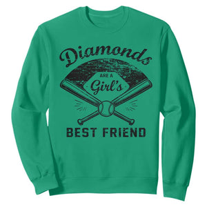 Softball Mom Gift Sweatshirt Diamonds Are A Girls Best Friend TS10 Irish Green Print Your Wear