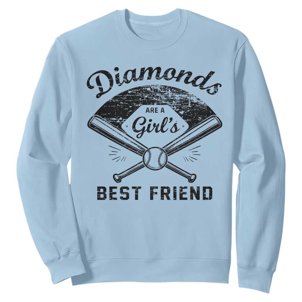 Softball Mom Gift Sweatshirt Diamonds Are A Girls Best Friend TS10 Light Blue Print Your Wear