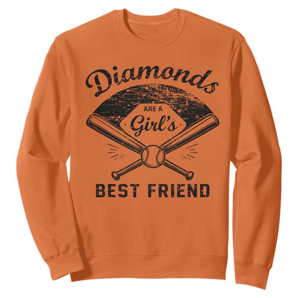Softball Mom Gift Sweatshirt Diamonds Are A Girls Best Friend TS10 Orange Print Your Wear