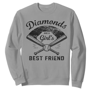 Softball Mom Gift Sweatshirt Diamonds Are A Girls Best Friend TS10 Sport Gray Print Your Wear