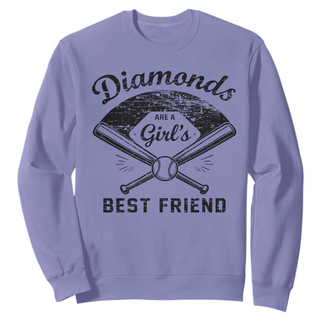 Softball Mom Gift Sweatshirt Diamonds Are A Girls Best Friend TS10 Violet Print Your Wear