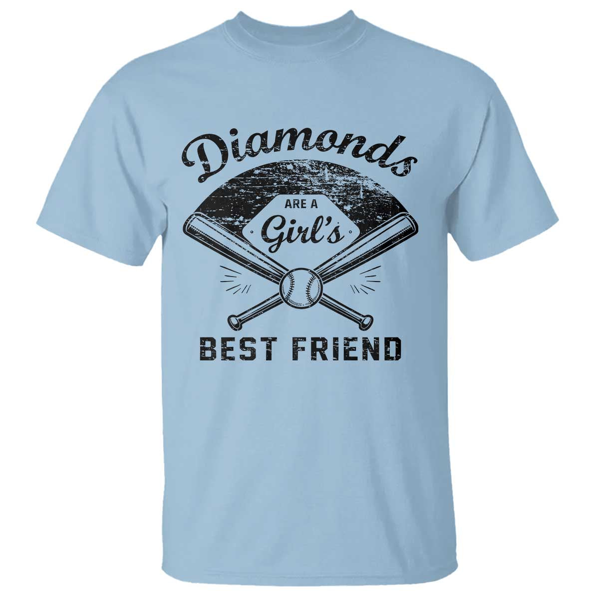 Softball Mom Gift T Shirt Diamonds Are A Girls Best Friend TS10 Light Blue Print Your Wear