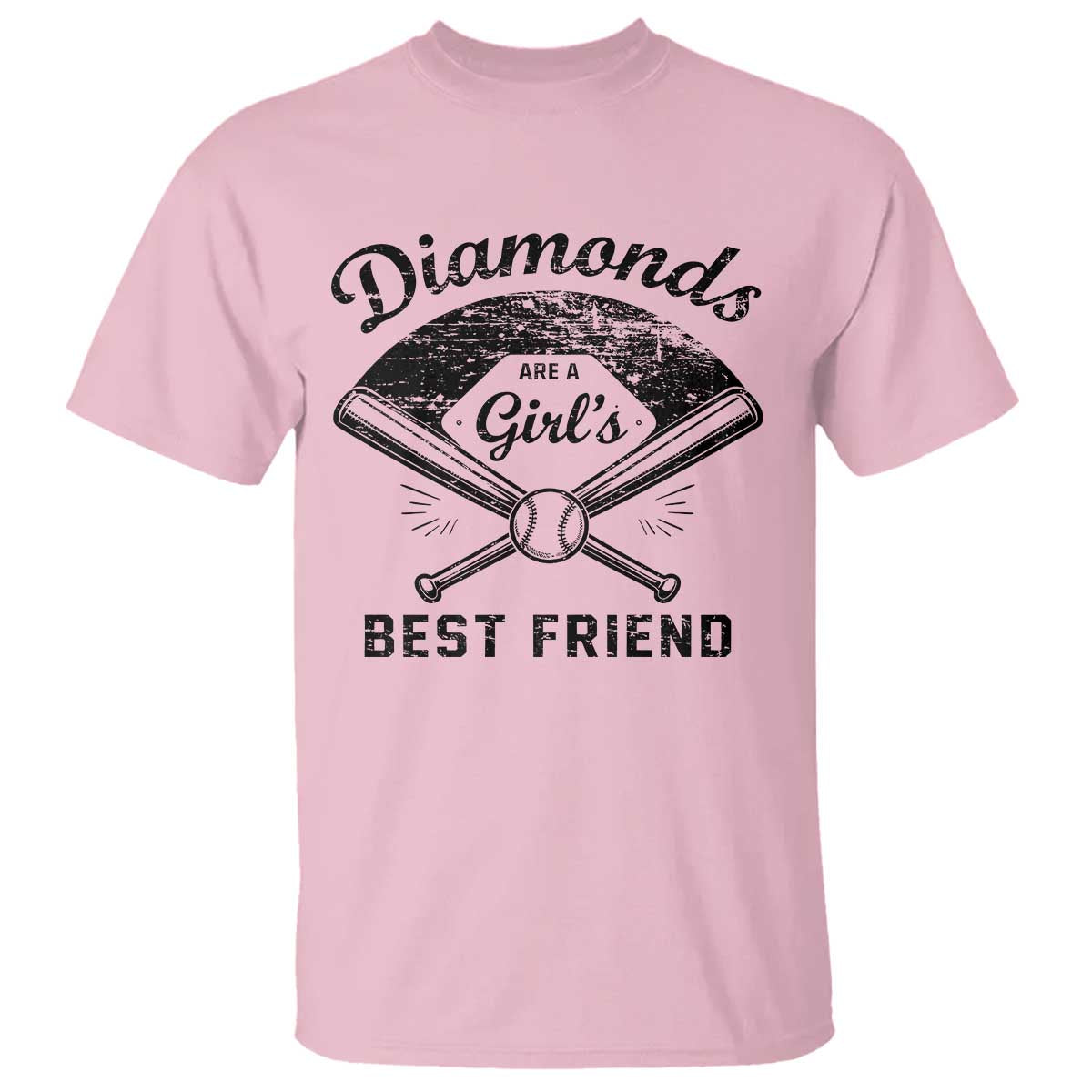 Softball Mom Gift T Shirt Diamonds Are A Girls Best Friend TS10 Light Pink Print Your Wear