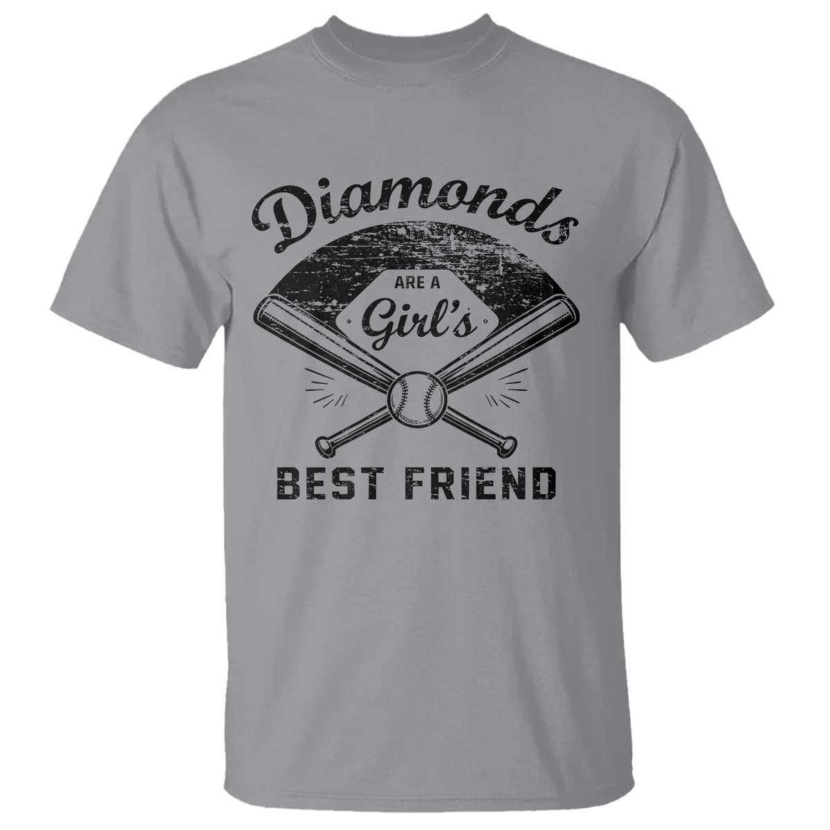 Softball Mom Gift T Shirt Diamonds Are A Girls Best Friend TS10 Sport Gray Print Your Wear