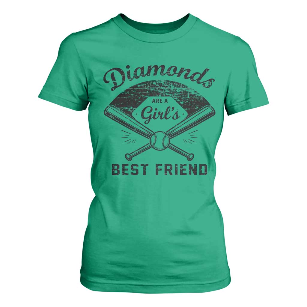 Softball Mom Gift T Shirt For Women Diamonds Are A Girls Best Friend TS10 Irish Green Print Your Wear