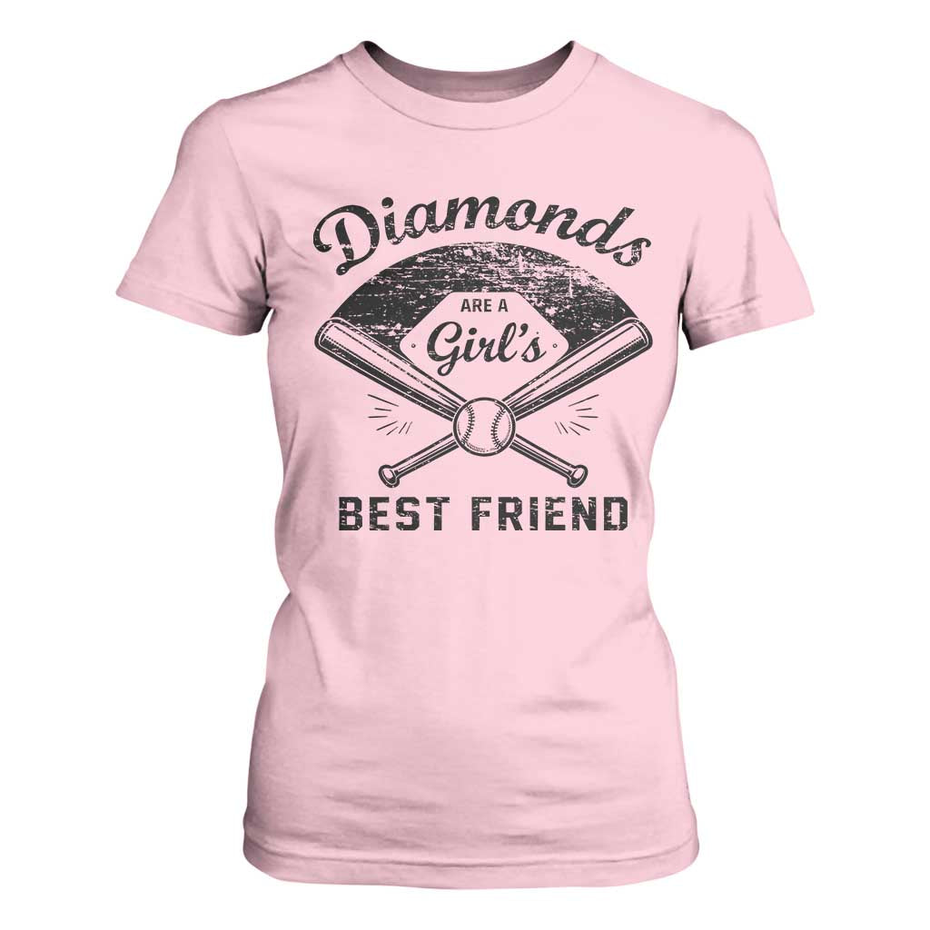Softball Mom Gift T Shirt For Women Diamonds Are A Girls Best Friend TS10 Light Pink Print Your Wear