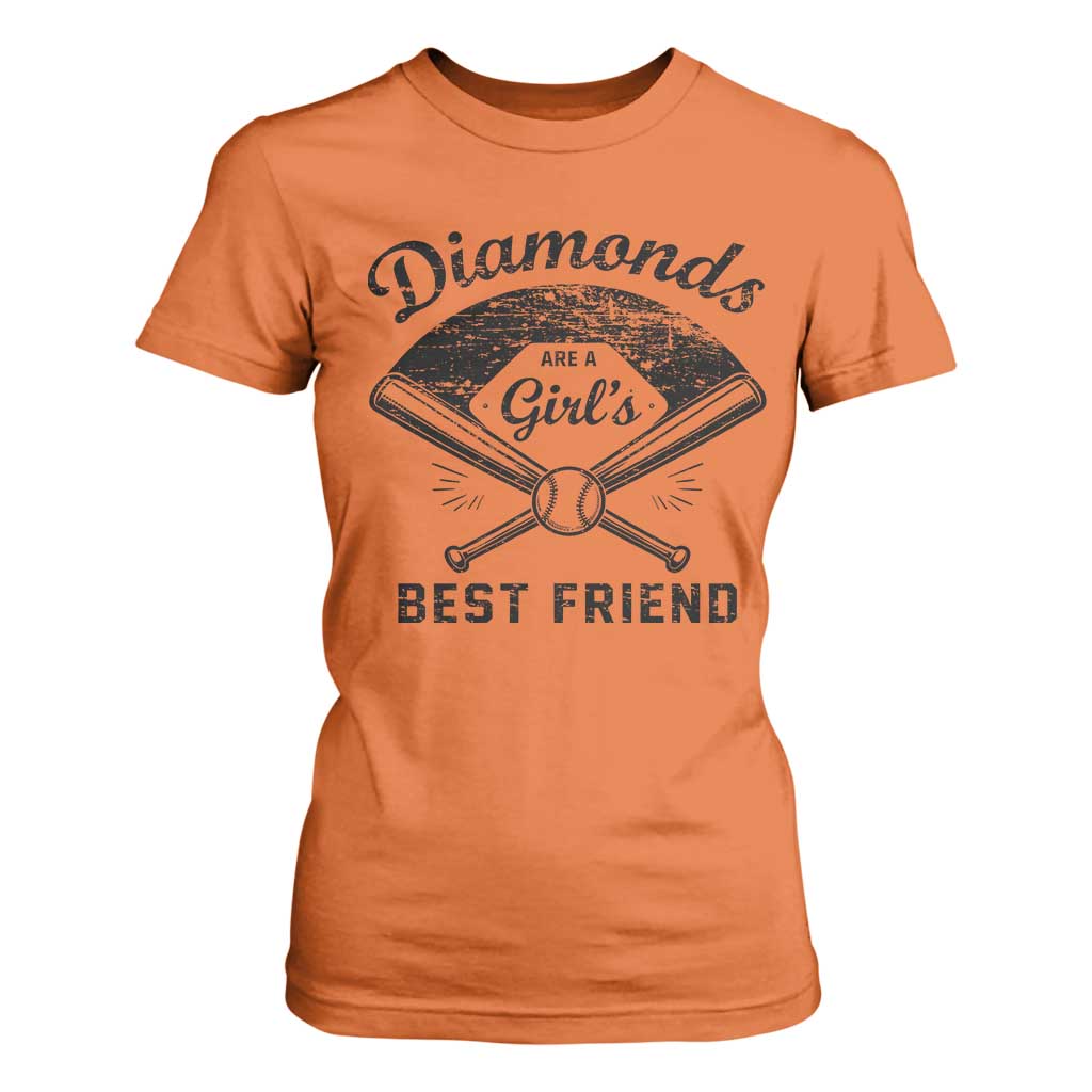 Softball Mom Gift T Shirt For Women Diamonds Are A Girls Best Friend TS10 Orange Print Your Wear
