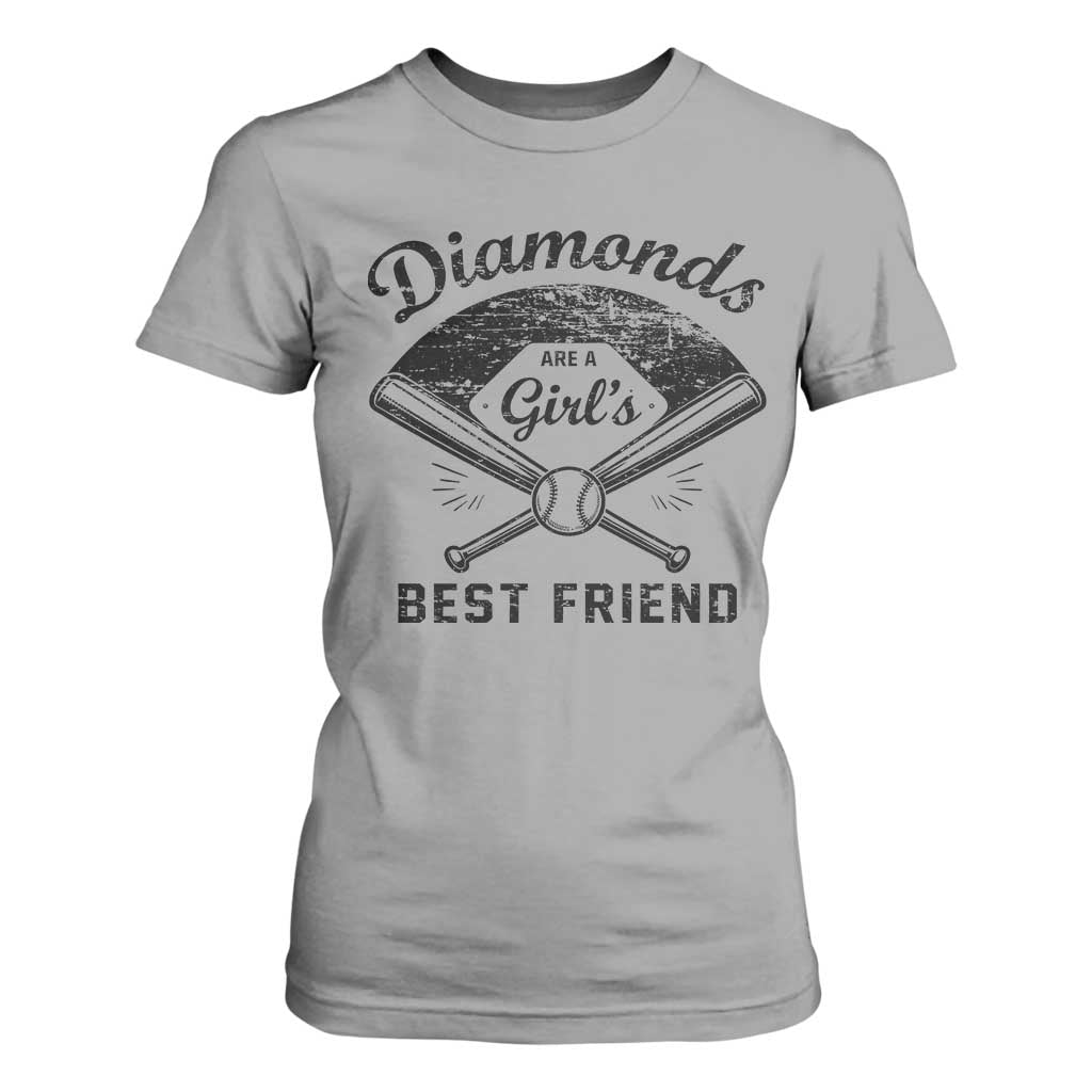 Softball Mom Gift T Shirt For Women Diamonds Are A Girls Best Friend TS10 Sport Gray Print Your Wear