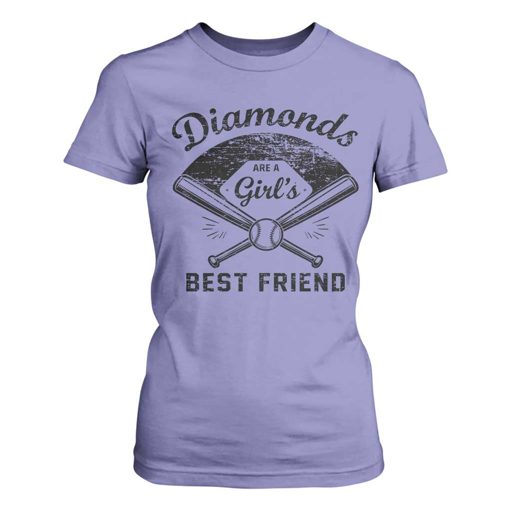 Softball Mom Gift T Shirt For Women Diamonds Are A Girls Best Friend TS10 Violet Print Your Wear