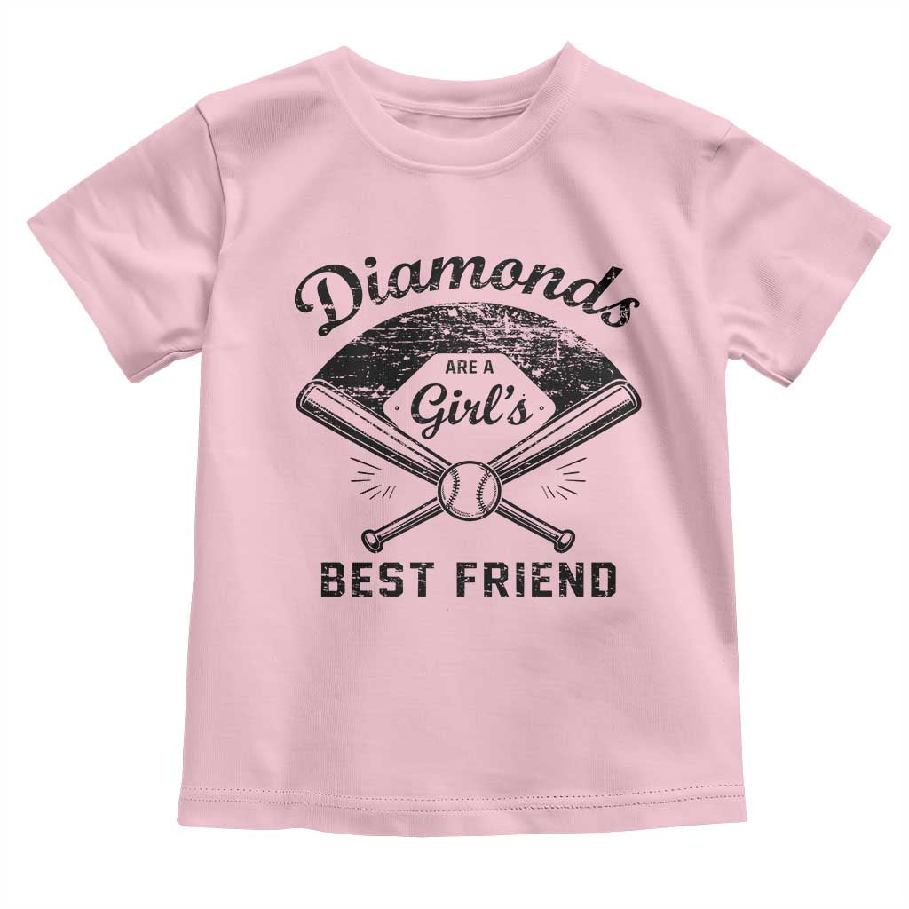 Softball Mom Gift Toddler T Shirt Diamonds Are A Girls Best Friend TS10 Light Pink Print Your Wear