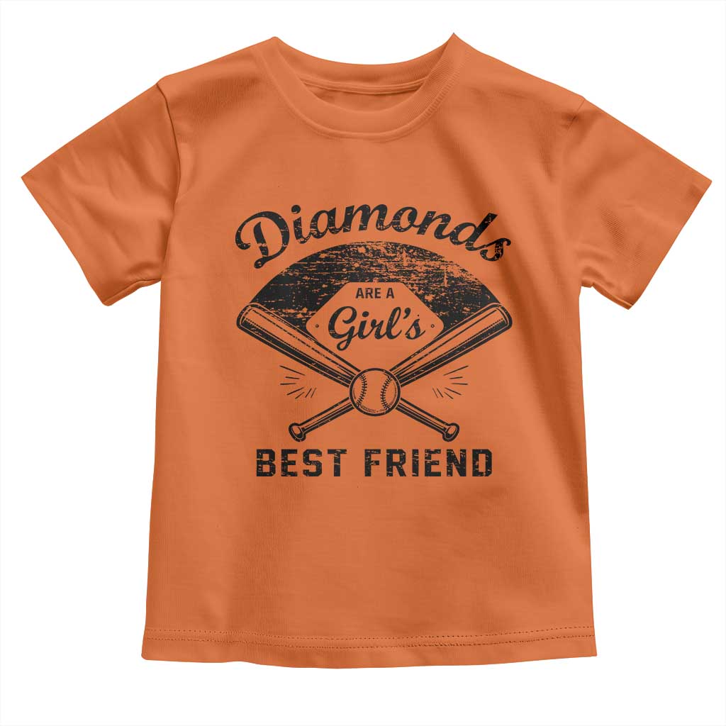 Softball Mom Gift Toddler T Shirt Diamonds Are A Girls Best Friend TS10 Orange Print Your Wear