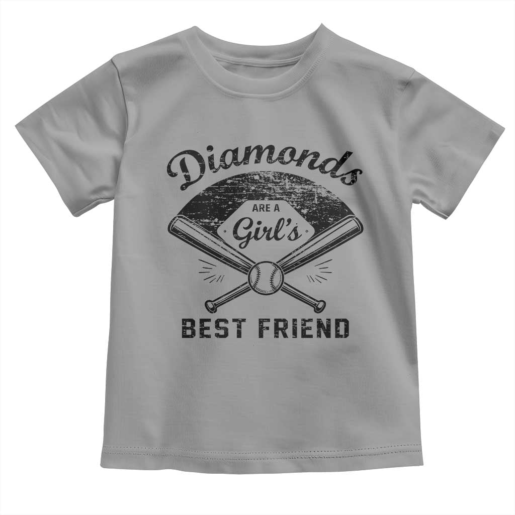 Softball Mom Gift Toddler T Shirt Diamonds Are A Girls Best Friend TS10 Sport Gray Print Your Wear