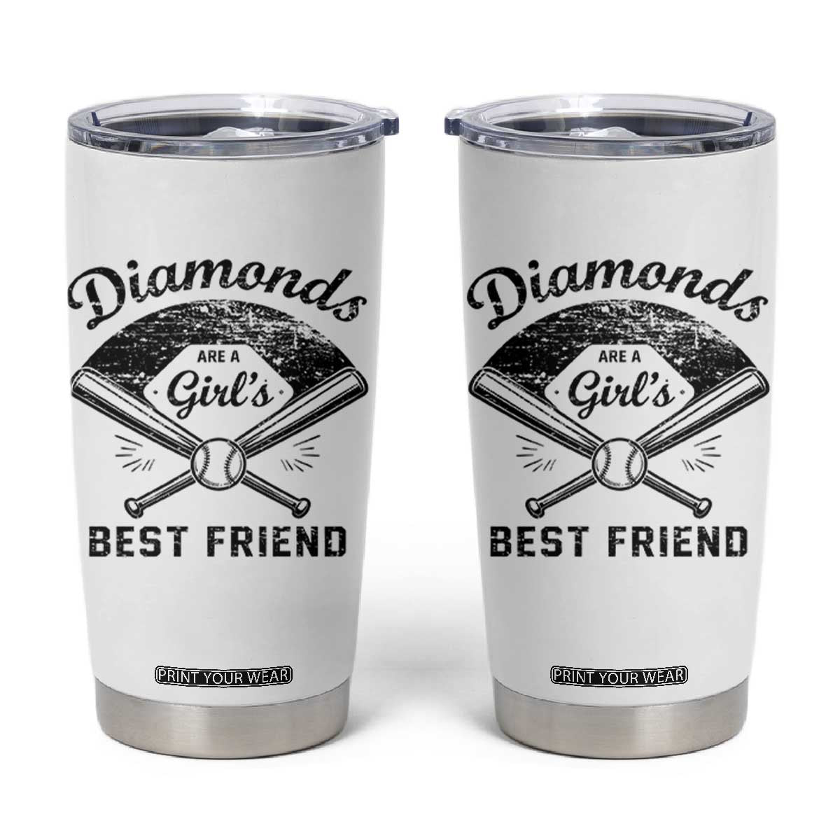 Softball Mom Gift Tumbler Cup Diamonds Are A Girls Best Friend TS10 White Print Your Wear