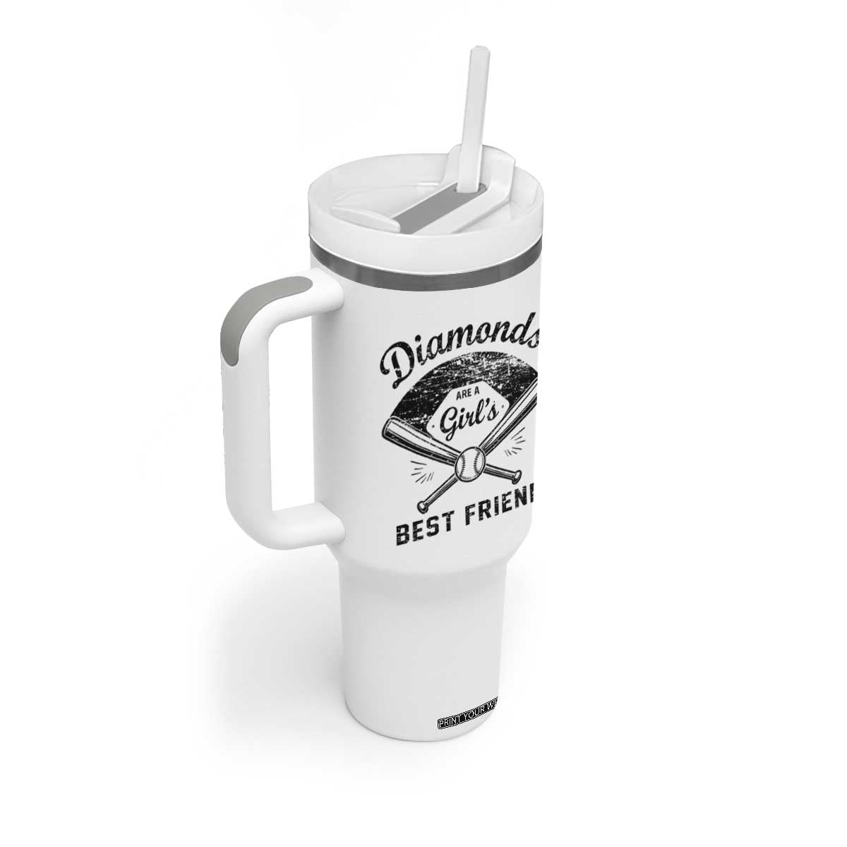 Softball Mom Gift Tumbler With Handle Diamonds Are A Girls Best Friend TS10 Print Your Wear