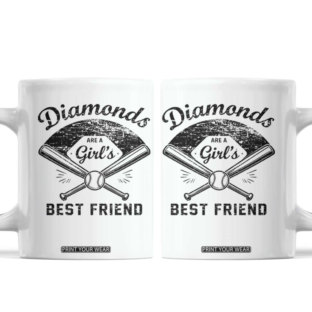 Softball Mom Gift Coffee Mug Diamonds Are A Girls Best Friend TS10 White Print Your Wear