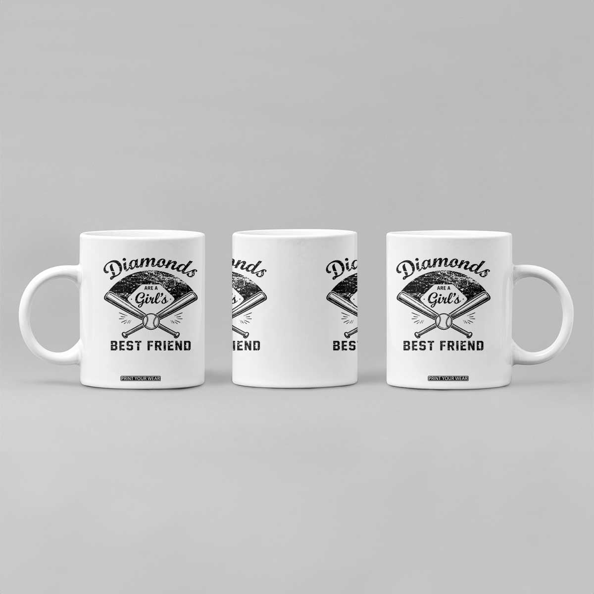Softball Mom Gift Coffee Mug Diamonds Are A Girls Best Friend TS10 Print Your Wear