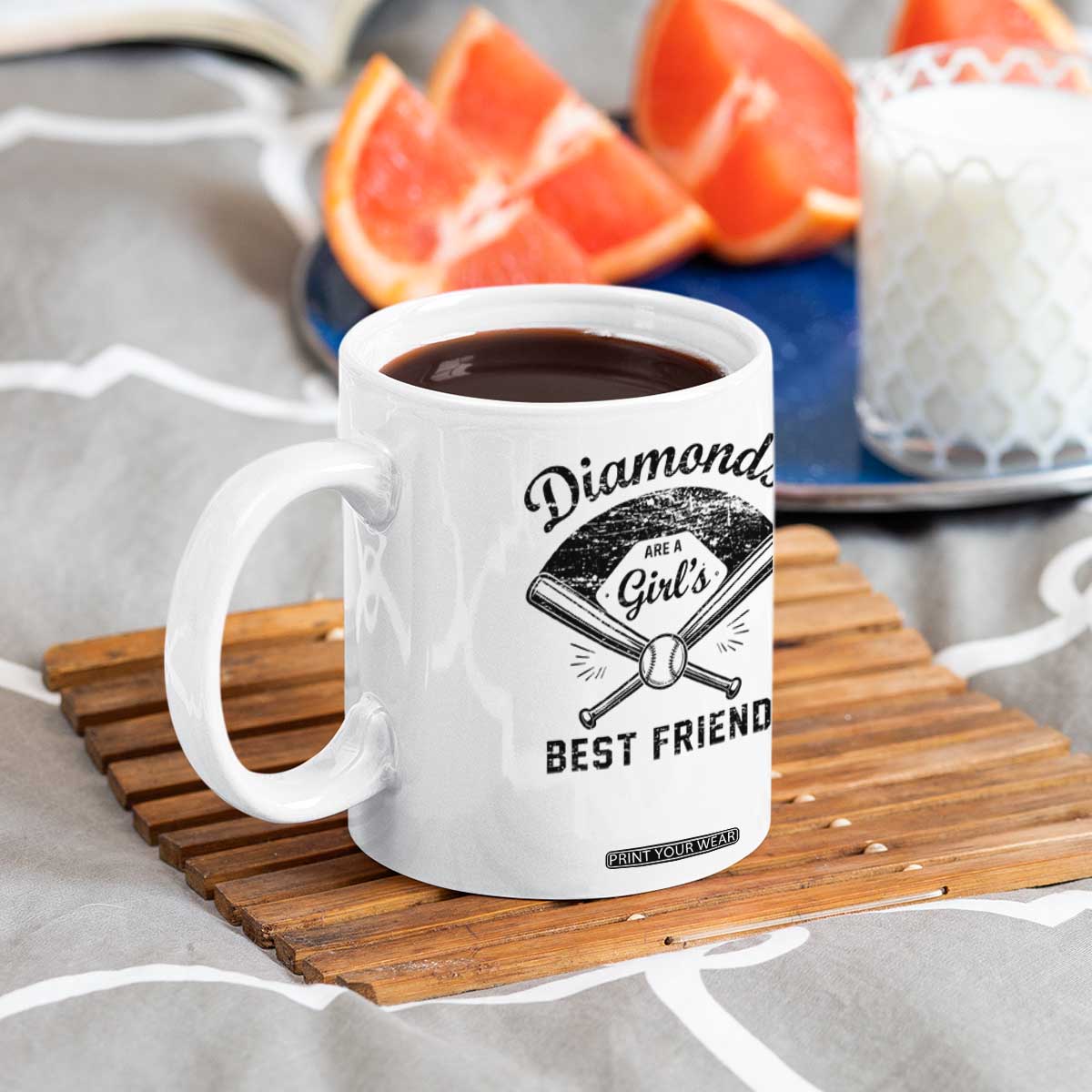 Softball Mom Gift Coffee Mug Diamonds Are A Girls Best Friend TS10 Print Your Wear