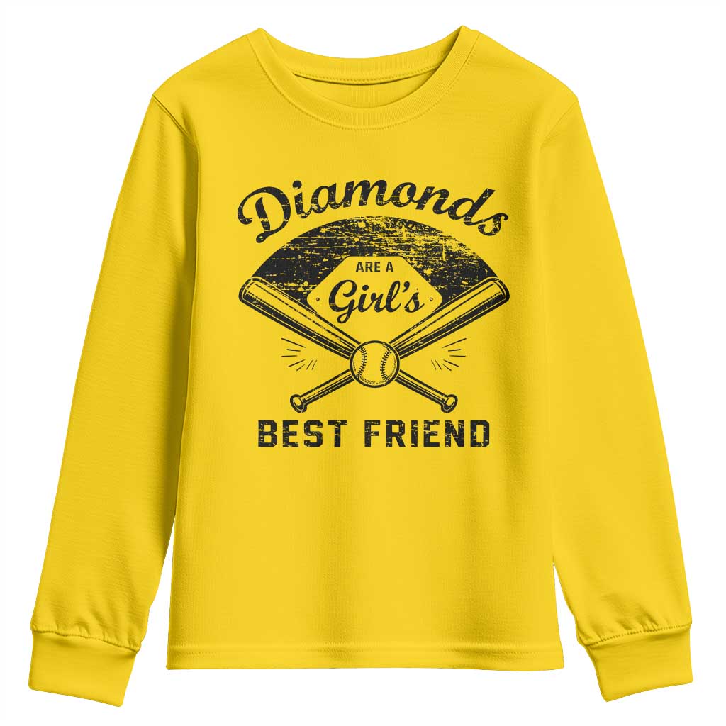 Softball Mom Gift Youth Sweatshirt Diamonds Are A Girls Best Friend TS10 Daisy Print Your Wear