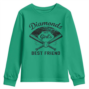 Softball Mom Gift Youth Sweatshirt Diamonds Are A Girls Best Friend TS10 Irish Green Print Your Wear