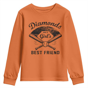 Softball Mom Gift Youth Sweatshirt Diamonds Are A Girls Best Friend TS10 Orange Print Your Wear