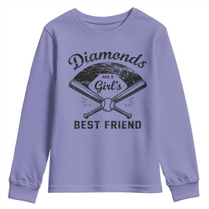 Softball Mom Gift Youth Sweatshirt Diamonds Are A Girls Best Friend TS10 Violet Print Your Wear