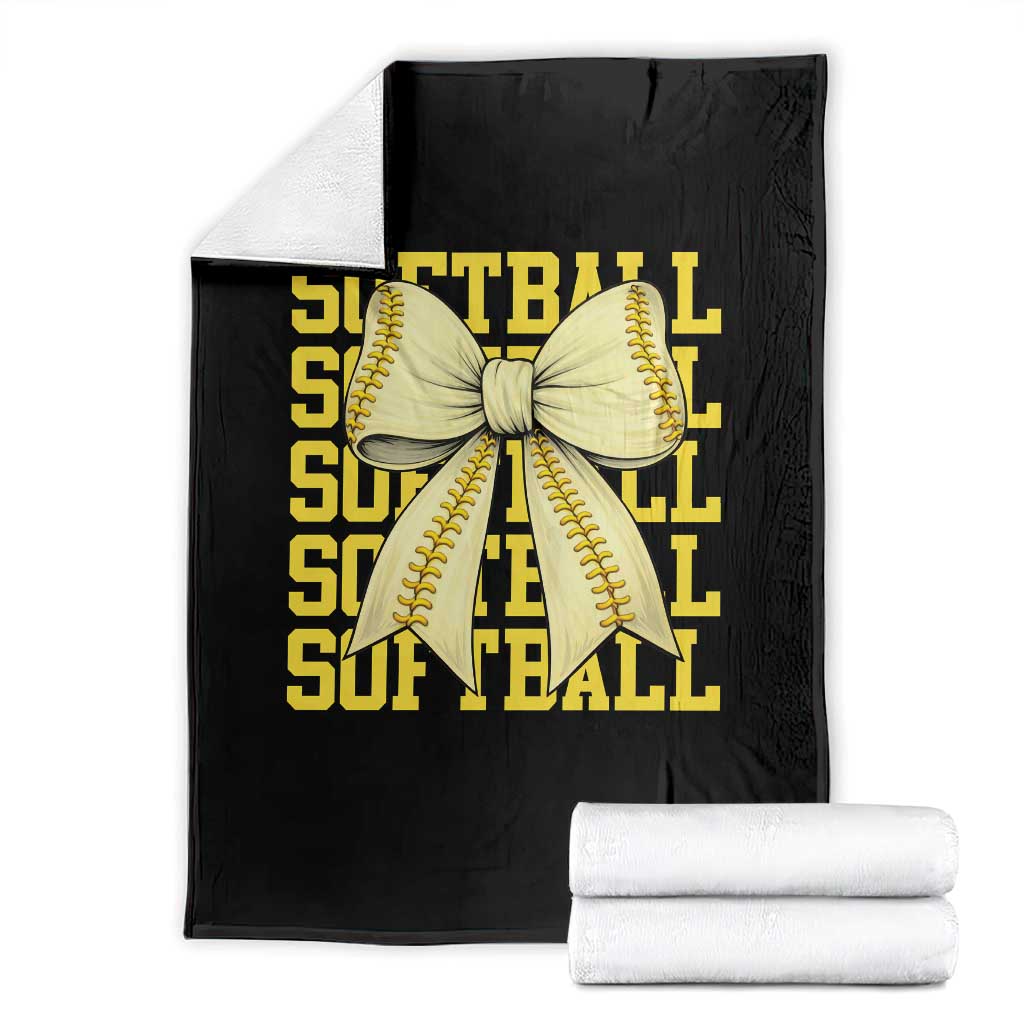 Softball Bow Throw Blanket Sister Sport Lovers Girls Team TS10 Black Print Your Wear