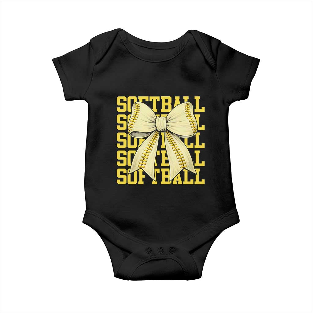 Softball Bow Baby Onesie Sister Sport Lovers Girls Team TS10 Black Print Your Wear