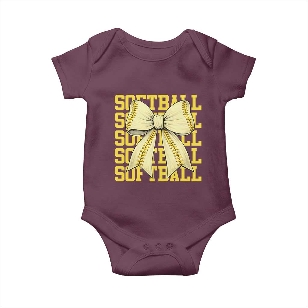 Softball Bow Baby Onesie Sister Sport Lovers Girls Team TS10 Maroon Print Your Wear