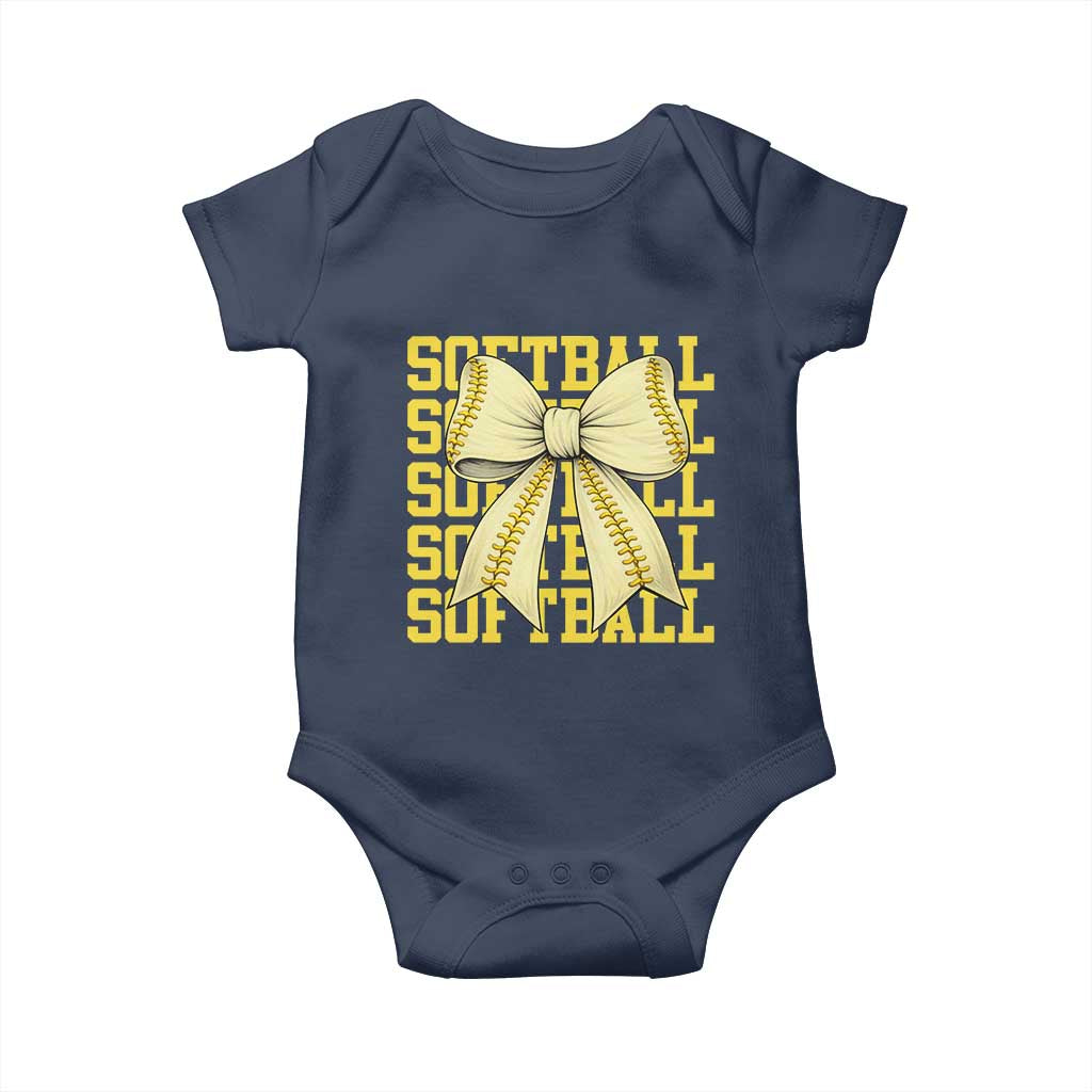 Softball Bow Baby Onesie Sister Sport Lovers Girls Team TS10 Navy Print Your Wear