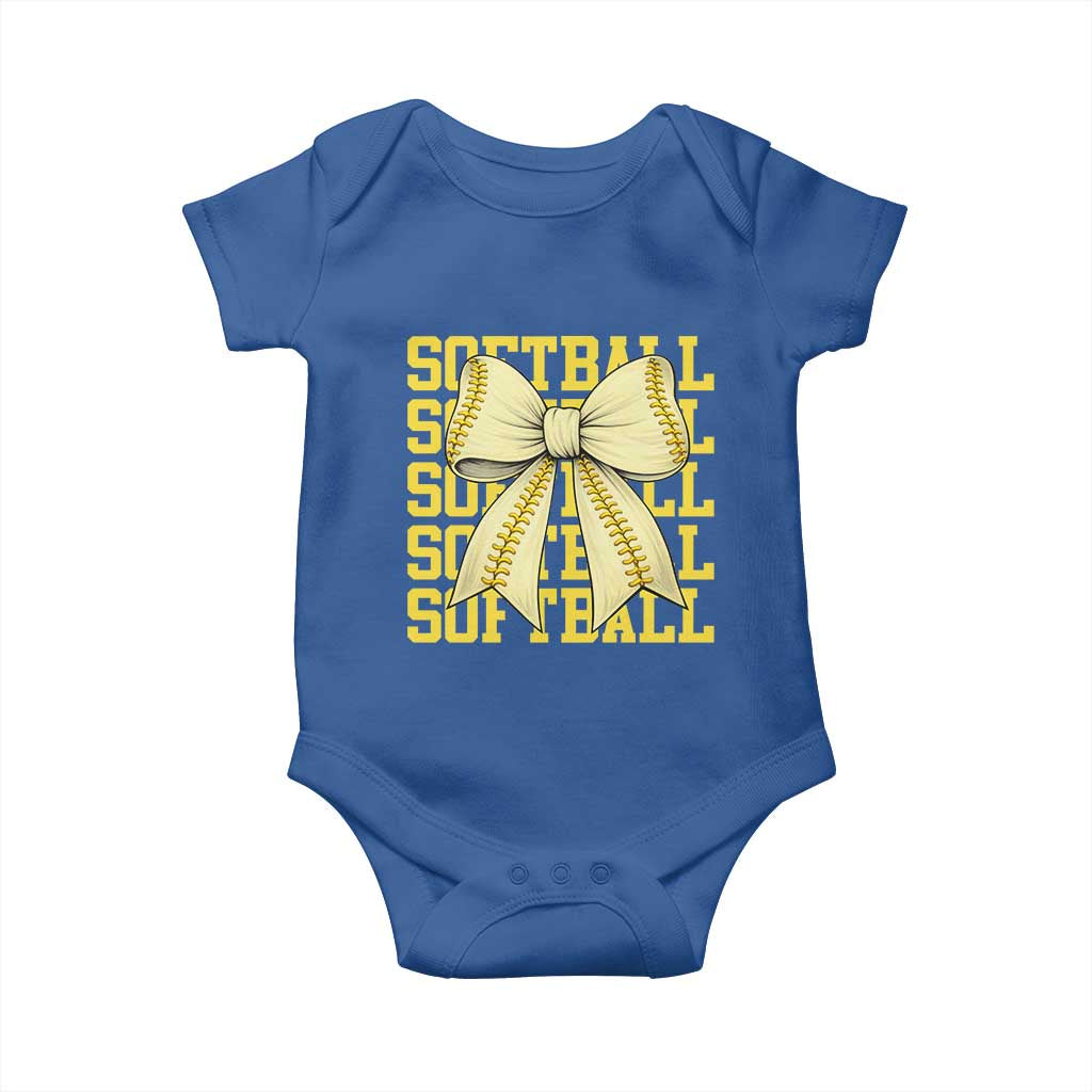Softball Bow Baby Onesie Sister Sport Lovers Girls Team TS10 Royal Blue Print Your Wear