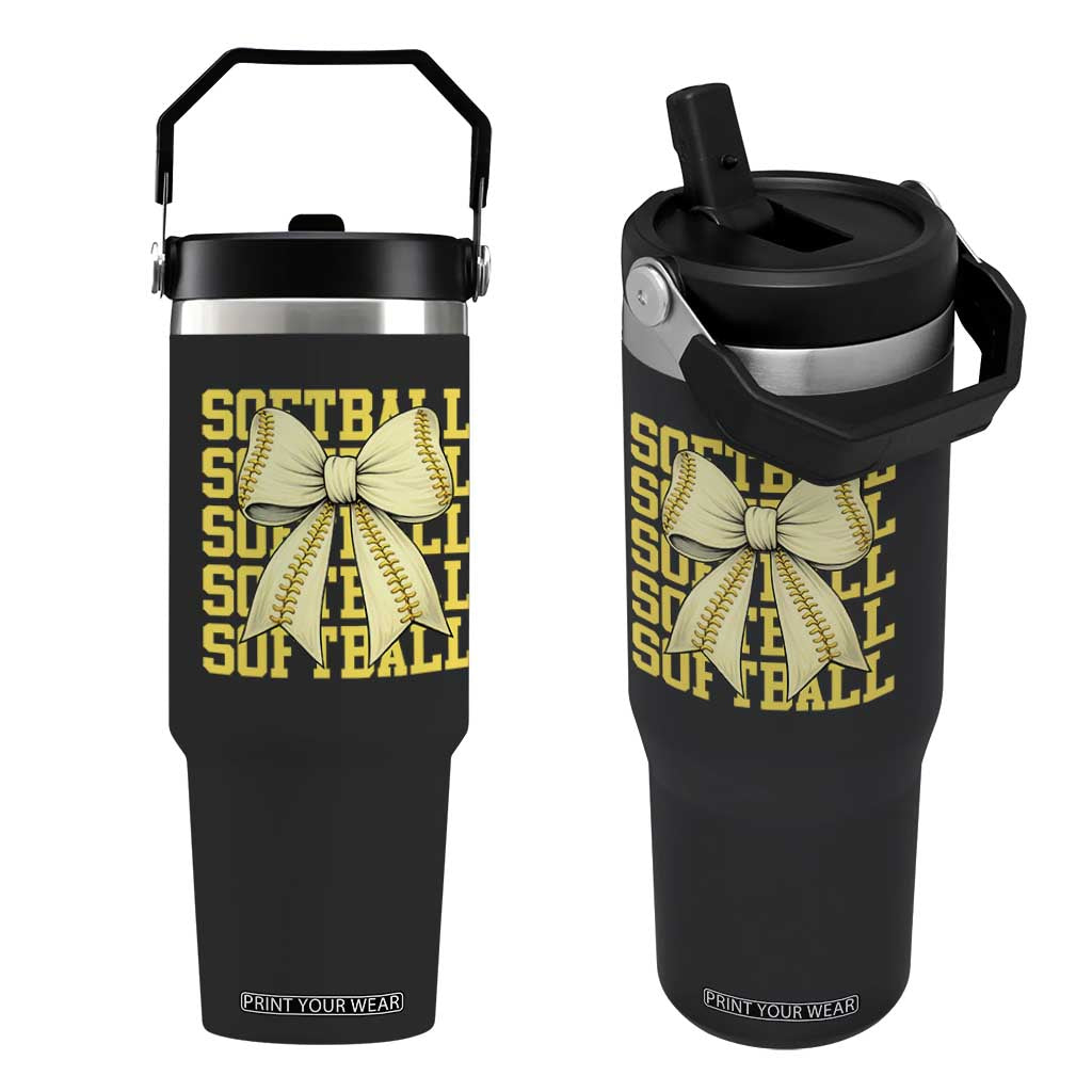 Softball Bow Flip Straw Tumbler Sister Sport Lovers Girls Team TS10 One Size: 30 oz Black Print Your Wear