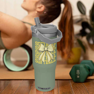 Softball Bow Flip Straw Tumbler Sister Sport Lovers Girls Team TS10 One Size: 30 oz Moss Green Print Your Wear