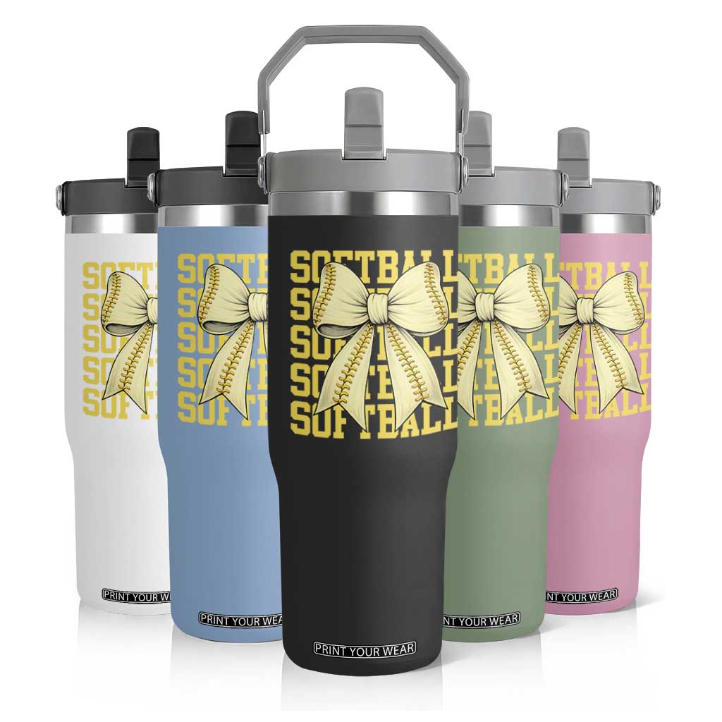 Softball Bow Flip Straw Tumbler Sister Sport Lovers Girls Team TS10 Print Your Wear