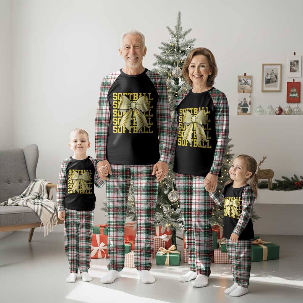 Softball Bow Plaid Pajama Set Sister Sport Lovers Girls Team TS10 Christmas Plaid Print Your Wear