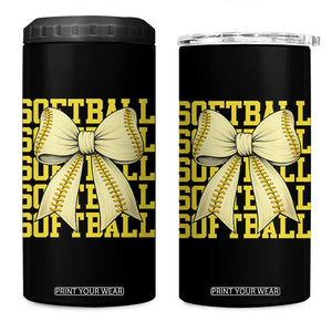 Softball Bow 4 in 1 Can Cooler Tumbler Sister Sport Lovers Girls Team TS10 One Size: 16 oz Black Print Your Wear