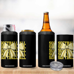 Softball Bow 4 in 1 Can Cooler Tumbler Sister Sport Lovers Girls Team TS10 Print Your Wear