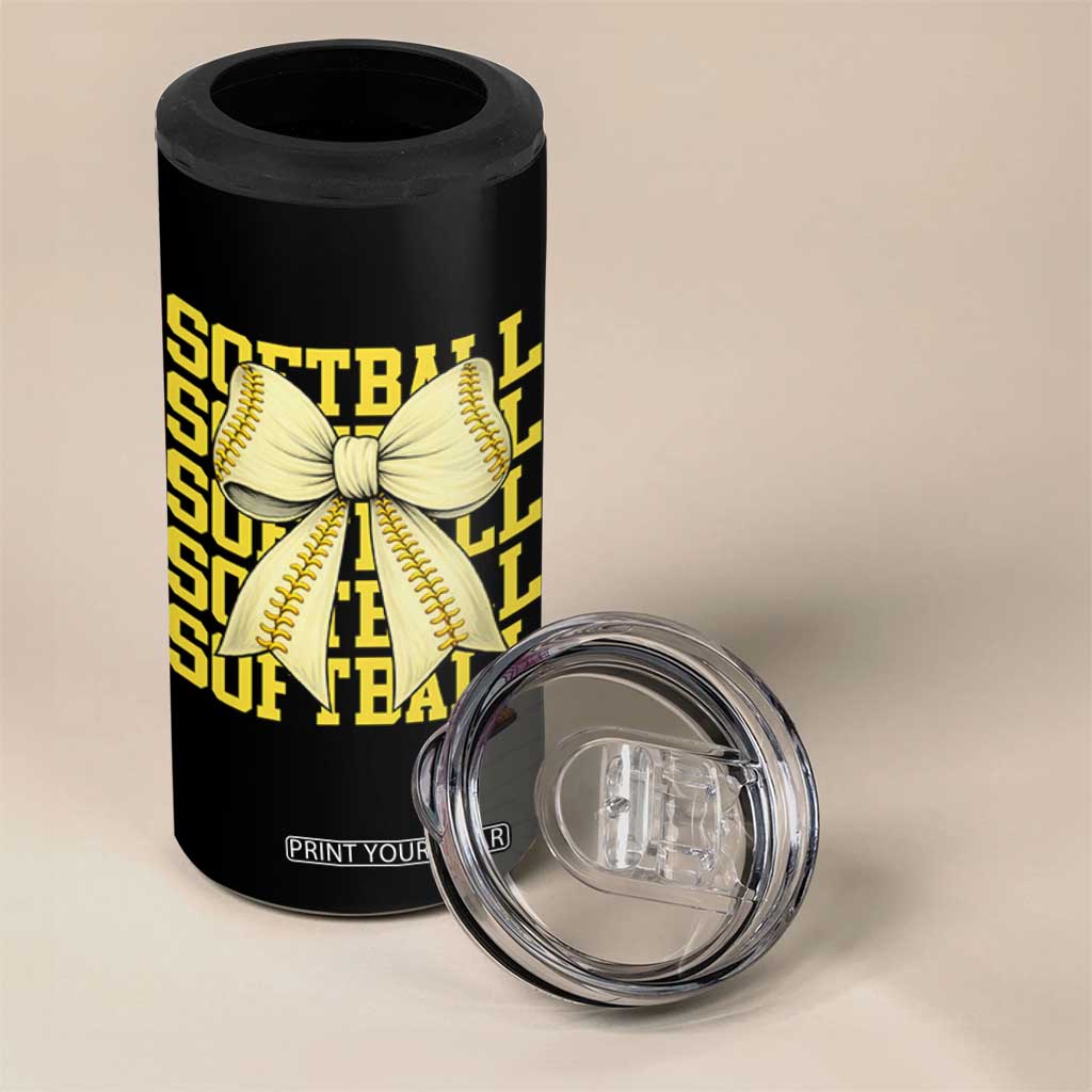 Softball Bow 4 in 1 Can Cooler Tumbler Sister Sport Lovers Girls Team TS10 Print Your Wear