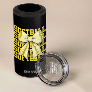Softball Bow 4 in 1 Can Cooler Tumbler Sister Sport Lovers Girls Team TS10 Print Your Wear