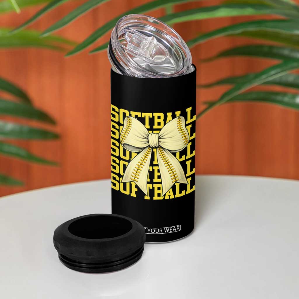 Softball Bow 4 in 1 Can Cooler Tumbler Sister Sport Lovers Girls Team TS10 Print Your Wear