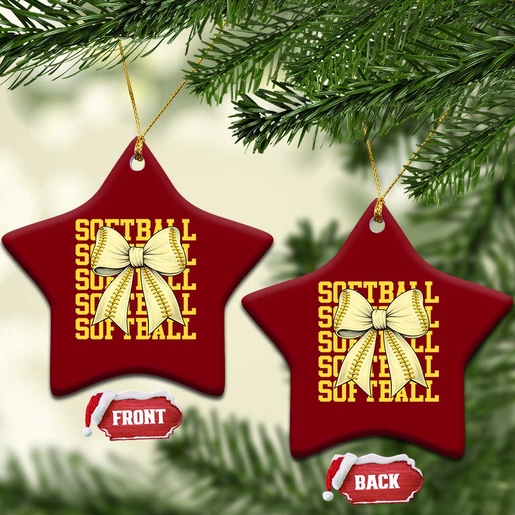 Softball Bow Ceramic Ornament Sister Sport Lovers Girls Team TS10 Print Your Wear